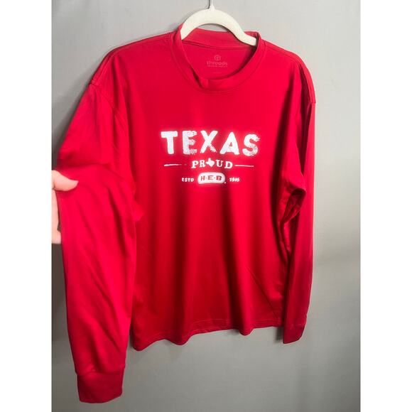 HEB Texas Red Long Sleeve Shirt Comfort Casual Work Sz L - Picture 14 of 16